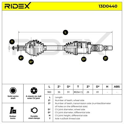 Antriebswelle RIDEX 13D0440 13D0440 - foto 7