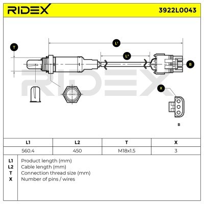 Lambdasonde RIDEX 3922L0043 3922L0043 - foto 5