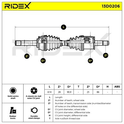 Antriebswelle RIDEX 13D0206 13D0206 - foto 4
