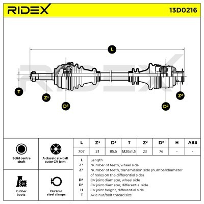 Antriebswelle RIDEX 13D0216 13D0216 - foto 7
