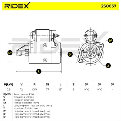Anlasser RIDEX 2S0037 2S0037 - foto 6