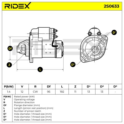 Anlasser RIDEX 2S0633 2S0633 - foto 7