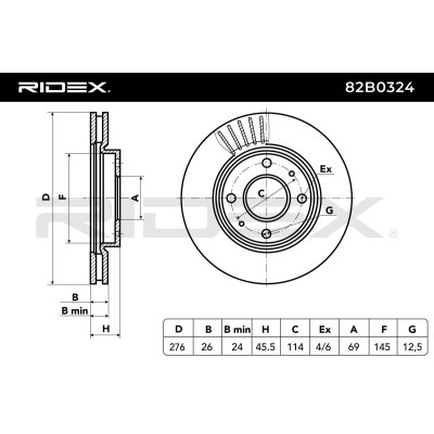 Bremsscheibe RIDEX 82B0324 82B0324 - foto 8