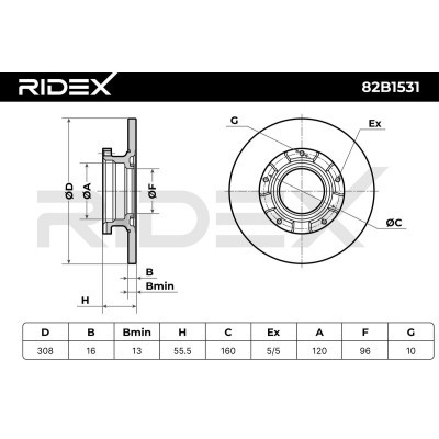 Bremsscheibe RIDEX 82B1531 82B1531 - foto 8
