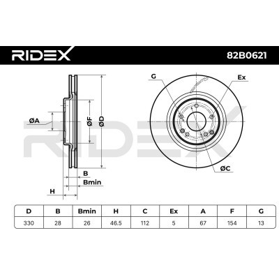 Bremsscheibe RIDEX 82B0621 82B0621 - foto 6
