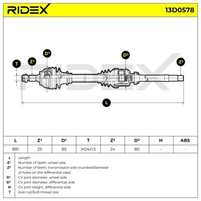 Antriebswelle RIDEX 13D0578 13D0578 - foto 7