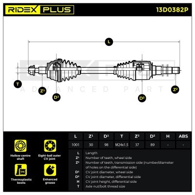 Antriebswelle RIDEX 13D0382P 13D0382P - foto 8