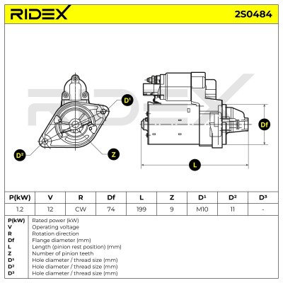 Anlasser RIDEX 2S0484 2S0484 - foto 7