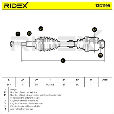 Antriebswelle RIDEX 13D1199 13D1199 - foto 7