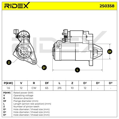 Anlasser RIDEX 2S0358 2S0358 - foto 9