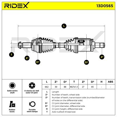 Antriebswelle RIDEX 13D0565 13D0565 - foto 5