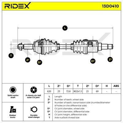 Antriebswelle RIDEX 13D0410 13D0410 - foto 7