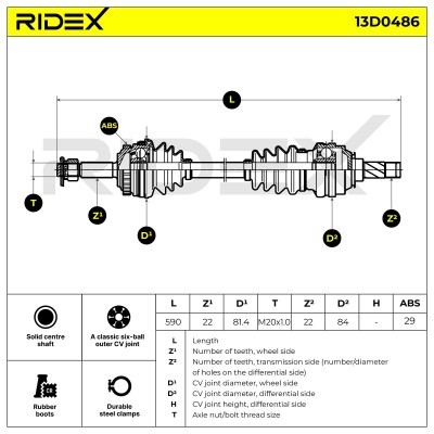 Antriebswelle RIDEX 13D0486 13D0486 - foto 7