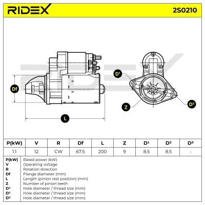 Anlasser RIDEX 2S0210 2S0210 - foto 9