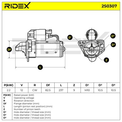 Anlasser RIDEX 2S0307 2S0307 - foto 7
