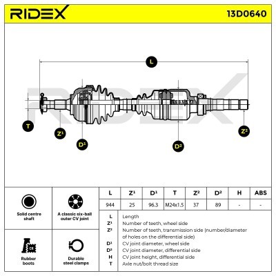Antriebswelle RIDEX 13D0640 13D0640 - foto 7