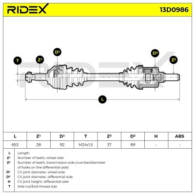 Antriebswelle RIDEX 13D0986 13D0986 - foto 7