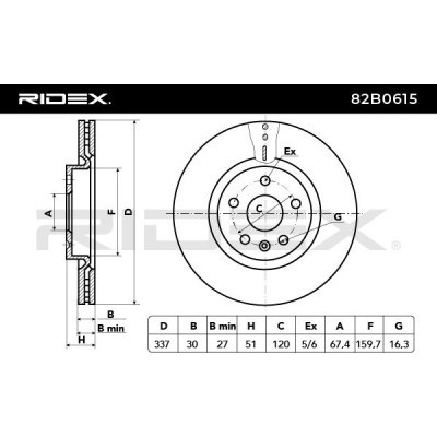 Bremsscheibe RIDEX 82B0615 82B0615 - foto 3