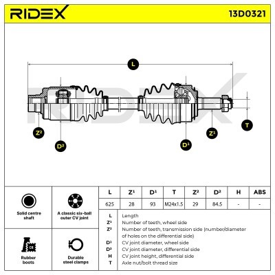 Antriebswelle RIDEX 13D0321 13D0321 - foto 7