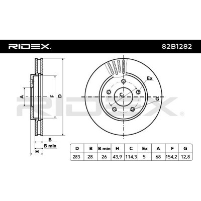 Bremsscheibe RIDEX 82B1282 82B1282 - foto 3