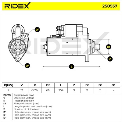 Anlasser RIDEX 2S0557 2S0557 - foto 7
