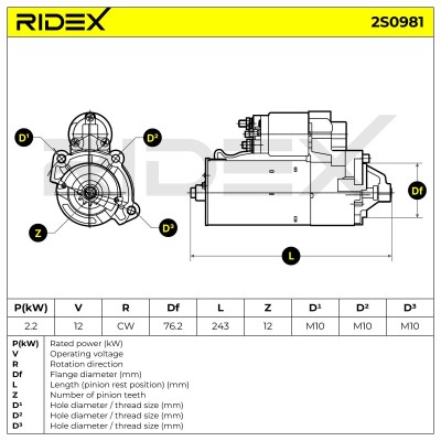 Anlasser RIDEX 2S0981 2S0981 - foto 7