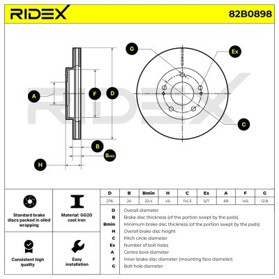 Bremsscheibe RIDEX 82B0898 82B0898 - foto 4
