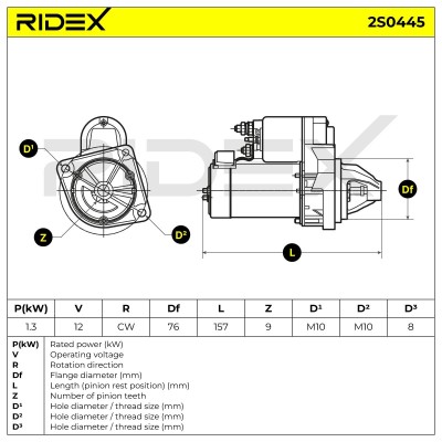Anlasser RIDEX 2S0445 2S0445 - foto 6