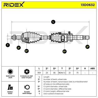 Antriebswelle RIDEX 13D0632 13D0632 - foto 7