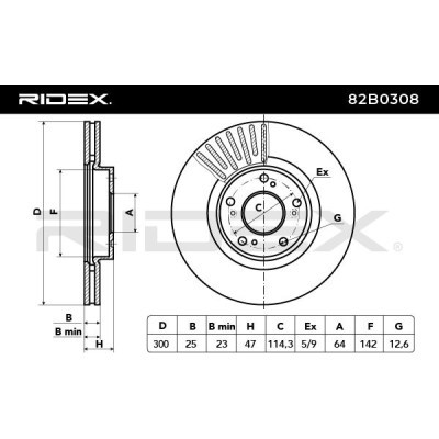 Bremsscheibe RIDEX 82B0308 82B0308 - foto 3