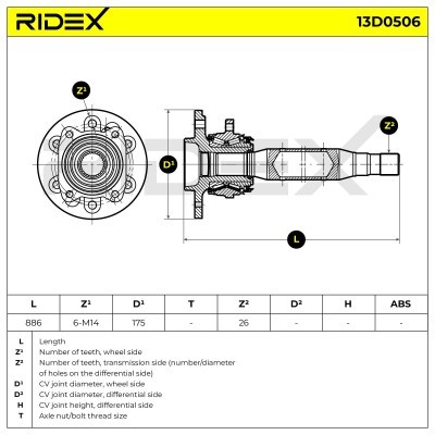 Antriebswelle RIDEX 13D0506 13D0506 - foto 6