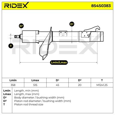 Stoßdämpfer RIDEX 854S0383 854S0383 - foto 9