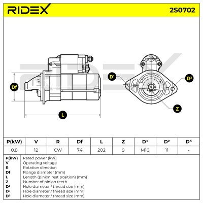 Anlasser RIDEX 2S0702 2S0702 - foto 7