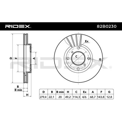 Bremsscheibe RIDEX 82B0230 82B0230 - foto 3