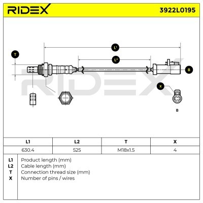 Lambdasonde RIDEX 3922L0195 3922L0195 - foto 5