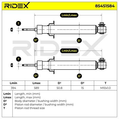 Stoßdämpfer RIDEX 854S1584 854S1584 - foto 8