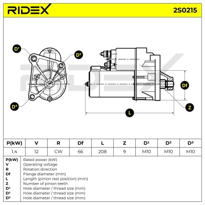 Anlasser RIDEX 2S0215 2S0215 - foto 6
