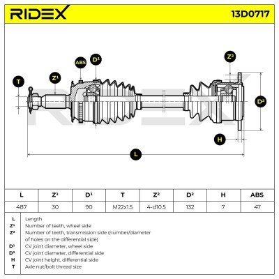Antriebswelle RIDEX 13D0717 13D0717 - foto 5