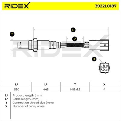 Lambdasonde RIDEX 3922L0187 3922L0187 - foto 7
