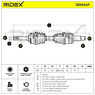 Antriebswelle RIDEX 13D0447 13D0447 - foto 9