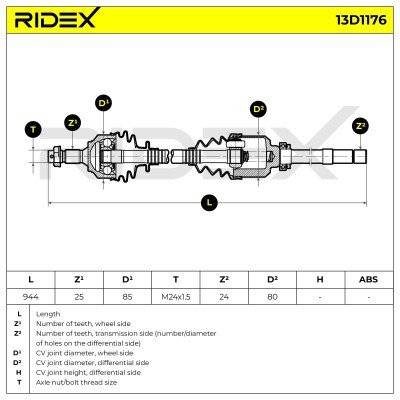 Antriebswelle RIDEX 13D1176 13D1176 - foto 7