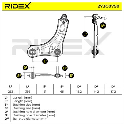 Querlenker RIDEX 273C0750 273C0750 - foto 7