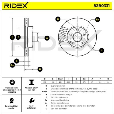 Bremsscheibe RIDEX 82B0331 82B0331 - foto 7