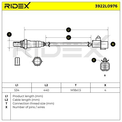 Lambdasonde RIDEX 3922L0976 3922L0976 - foto 6
