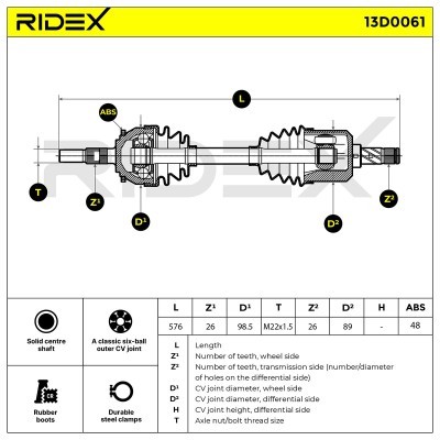 Antriebswelle RIDEX 13D0061 13D0061 - foto 7