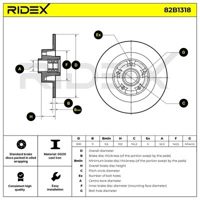 Bremsscheibe RIDEX 82B1318 82B1318 - foto 6