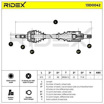 Antriebswelle RIDEX 13D0042 13D0042 - foto 8