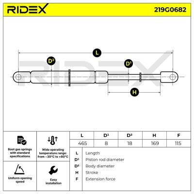 Gasfeder, Koffer-/Laderaum RIDEX 219G0682 219G0682 - foto 6