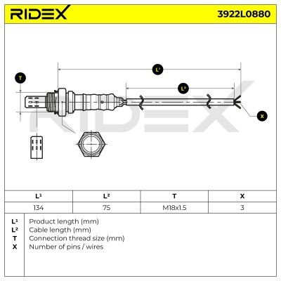 Lambdasonde RIDEX 3922L0880 3922L0880 - foto 7