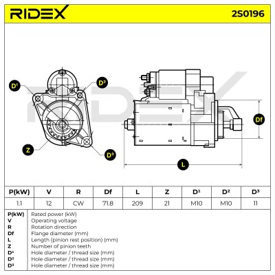 Anlasser RIDEX 2S0196 2S0196 - foto 7